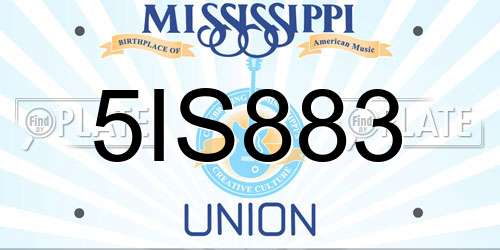 5IS883 Mississippi License Plate