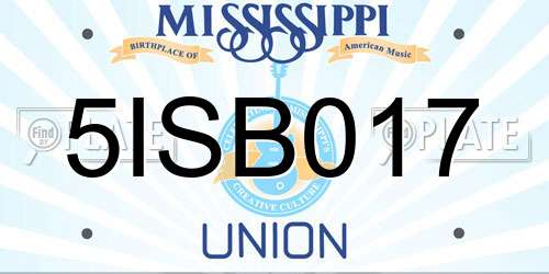 5ISB017 Mississippi License Plate