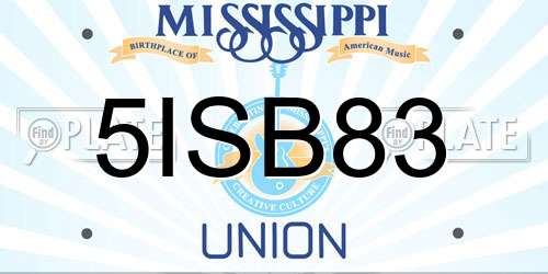 5ISB83 Mississippi License Plate