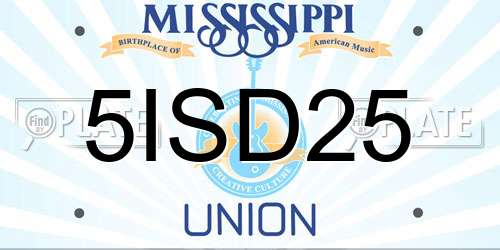 5ISD25 Mississippi License Plate