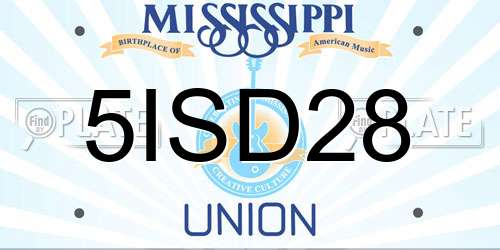 5ISD28 Mississippi License Plate
