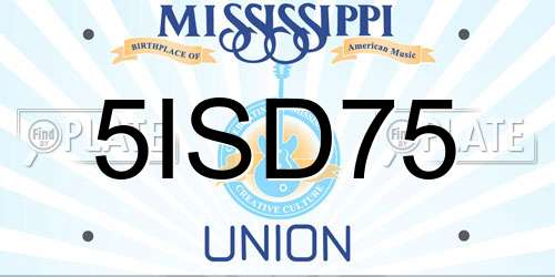 5ISD75 Mississippi License Plate