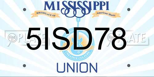5ISD78 Mississippi License Plate