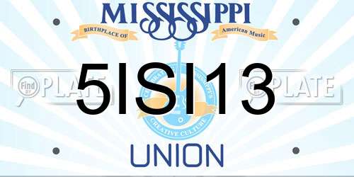 5ISI13 Mississippi License Plate