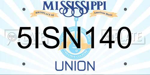 5ISN140 Mississippi License Plate