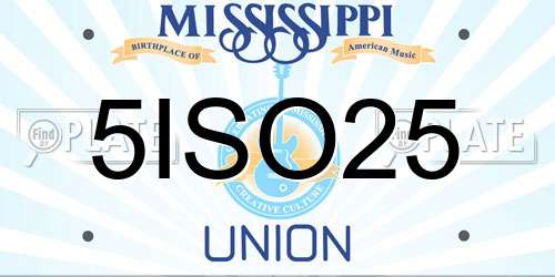 5ISO25 Mississippi License Plate