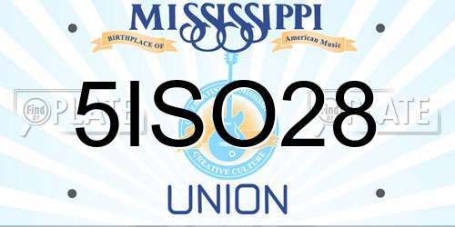 5ISO28 Mississippi License Plate