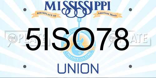 5ISO78 Mississippi License Plate