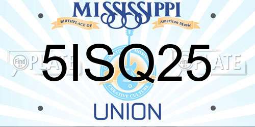 5ISQ25 Mississippi License Plate