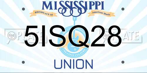 5ISQ28 Mississippi License Plate