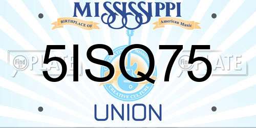 5ISQ75 Mississippi License Plate