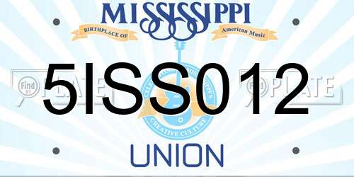 5ISS012 Mississippi License Plate