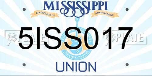 5ISS017 Mississippi License Plate