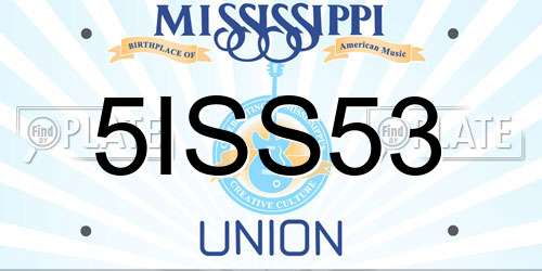 5ISS53 Mississippi License Plate