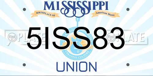 5ISS83 Mississippi License Plate