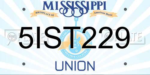 5IST229 Mississippi License Plate
