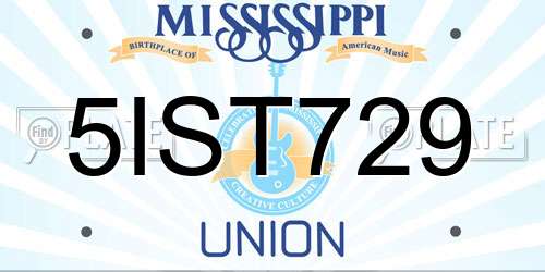 5IST729 Mississippi License Plate