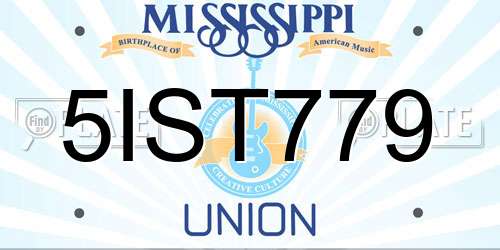 5IST779 Mississippi License Plate