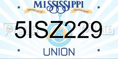 5ISZ229 Mississippi License Plate