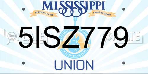 5ISZ779 Mississippi License Plate