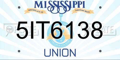 5IT6138 Mississippi License Plate