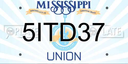 5ITD37 Mississippi License Plate