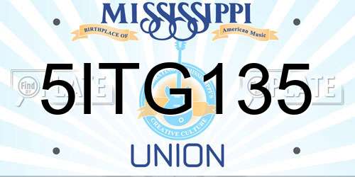 5ITG135 Mississippi License Plate