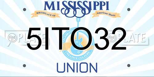 5ITO32 Mississippi License Plate