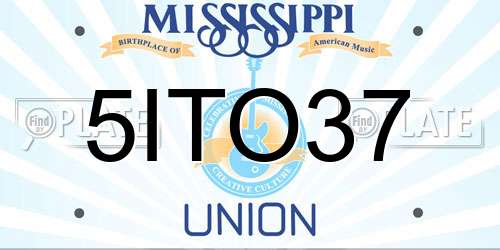 5ITO37 Mississippi License Plate