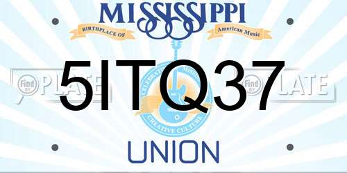 5ITQ37 Mississippi License Plate