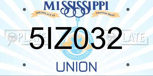 5IZ032 Mississippi License Plate