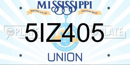 5IZ405 Mississippi License Plate