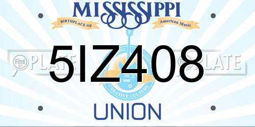 5IZ408 Mississippi License Plate