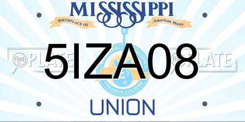 5IZA08 Mississippi License Plate