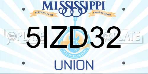 5IZD32 Mississippi License Plate