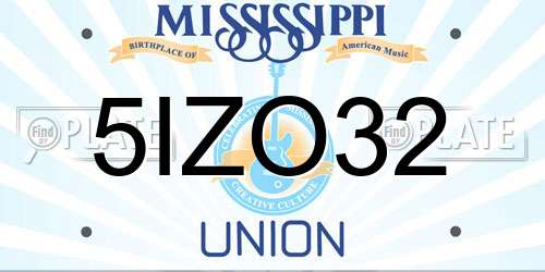 5IZO32 Mississippi License Plate