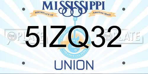 5IZQ32 Mississippi License Plate