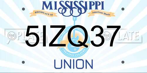 5IZQ37 Mississippi License Plate