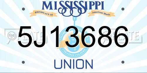 5J13686 Mississippi License Plate