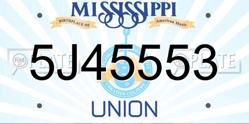5J45553 Mississippi License Plate