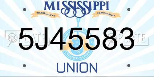 5J45583 Mississippi License Plate