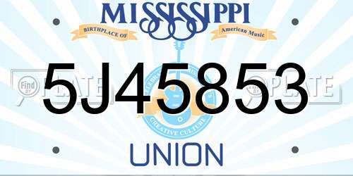 5J45853 Mississippi License Plate