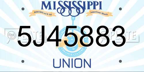 5J45883 Mississippi License Plate