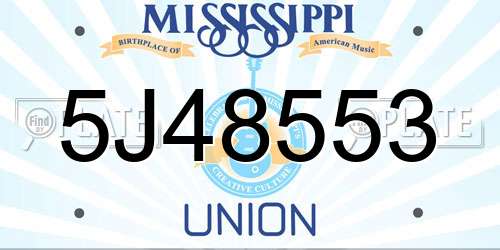 5J48553 Mississippi License Plate