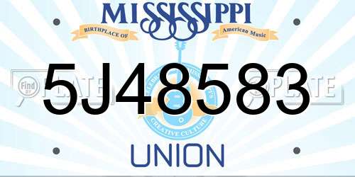 5J48583 Mississippi License Plate