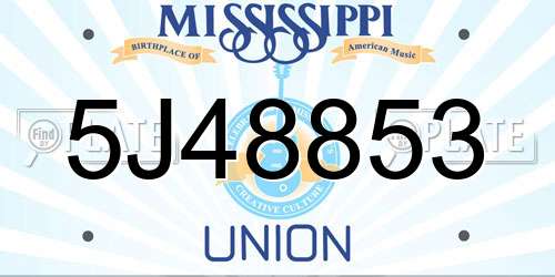 5J48853 Mississippi License Plate