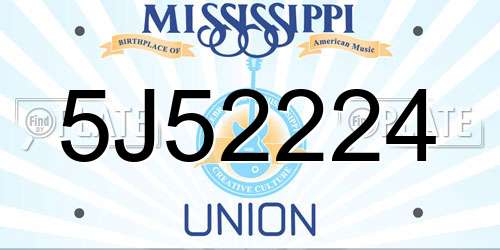 5J52224 Mississippi License Plate