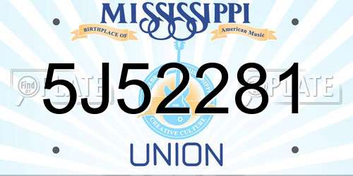 5J52281 Mississippi License Plate
