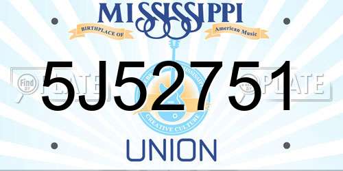 5J52751 Mississippi License Plate