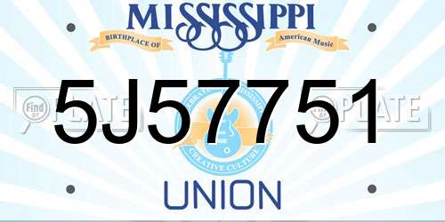 5J57751 Mississippi License Plate